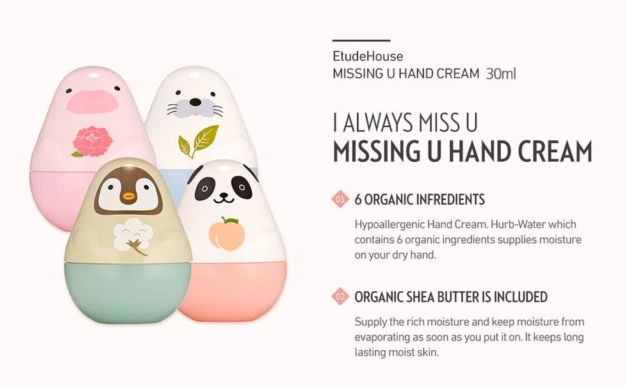 Etude House Missing U Hand Cream #Panda 30ml Peach Scent - Etude House - Korea Beauty Plaza